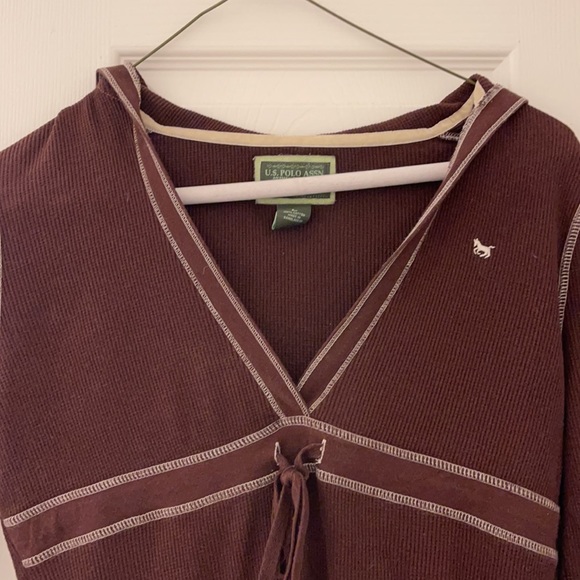 US Polo 3/4 Sleeve V-Neck Hoodie (L- fitted) - Picture 8 of 8